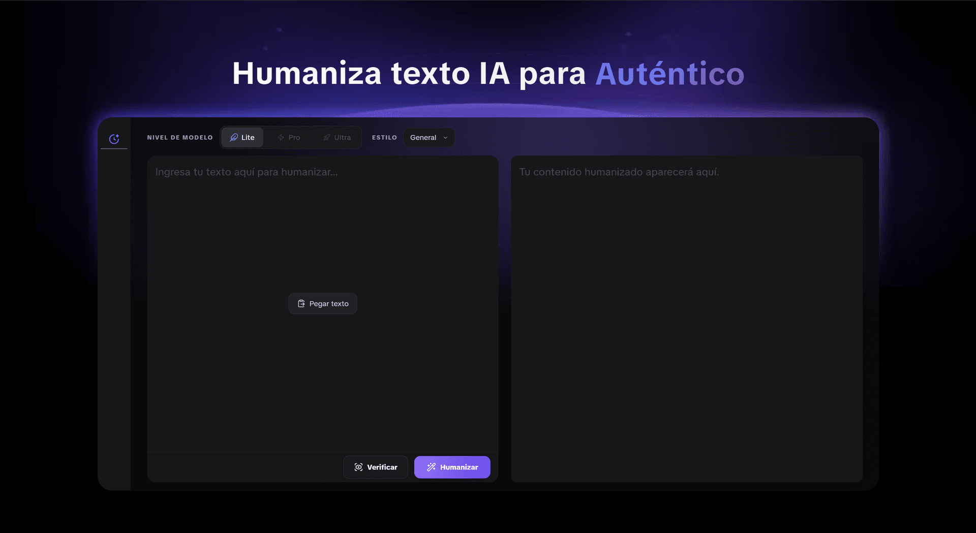 Interfaz de producto de GPT Humanizer